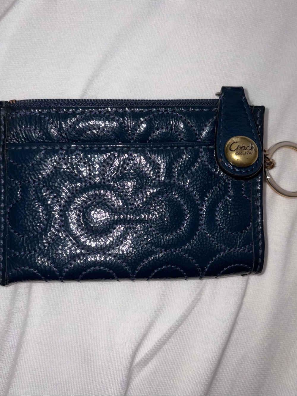 Coach Navy Card Wallet with Keyring